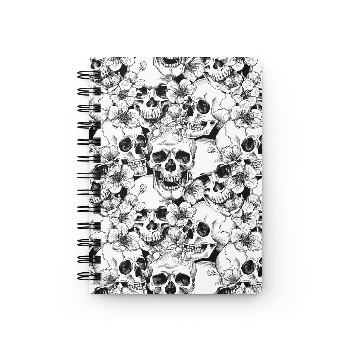 Skulls and Flowers Spiral Bound Journal - Puffin Lime