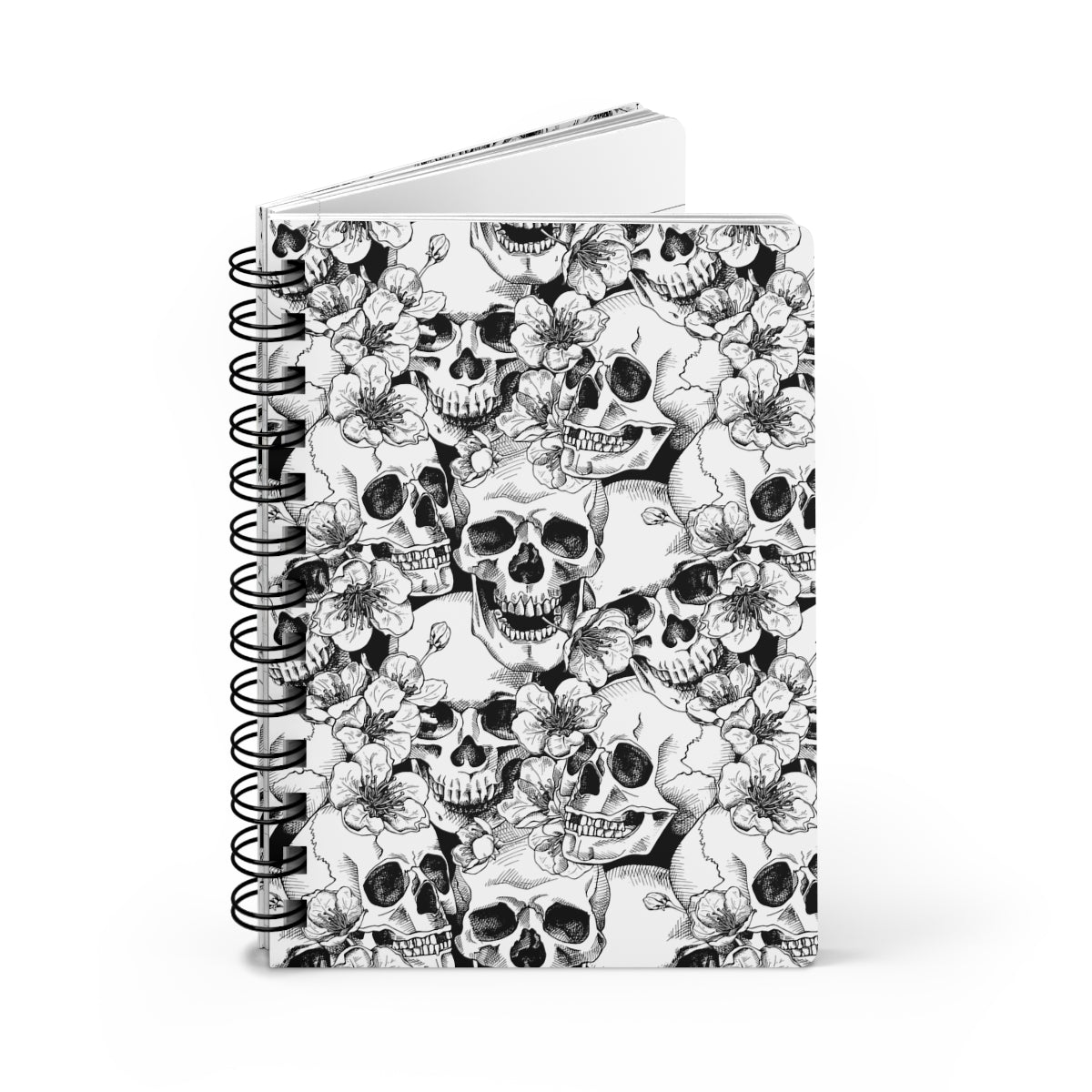 Skulls and Flowers Spiral Bound Journal - Puffin Lime