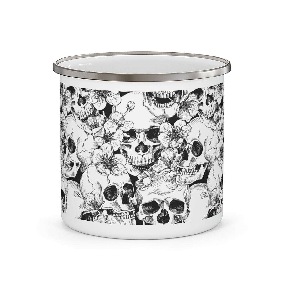 Skulls and Flowers Stainless Steel Camping Mug - Puffin Lime