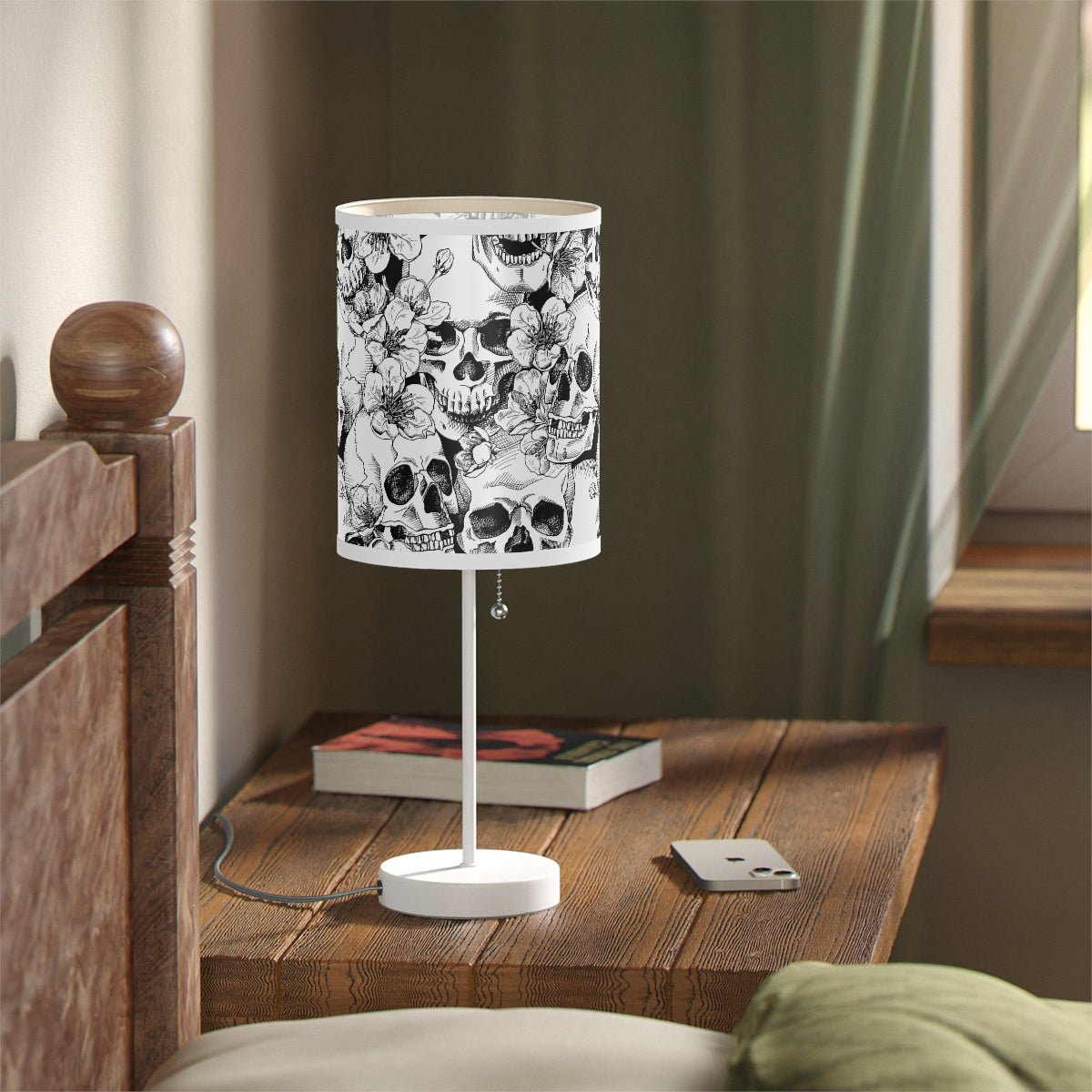Skulls and Flowers Table Lamp - Puffin Lime