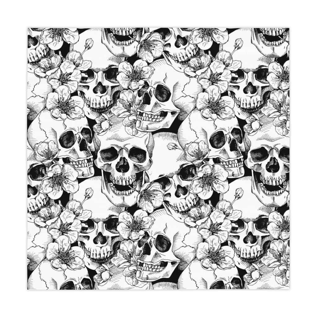 Skulls and Flowers Tablecloth - Puffin Lime