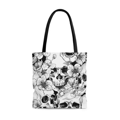 Skulls and Flowers Tote Bag - Puffin Lime