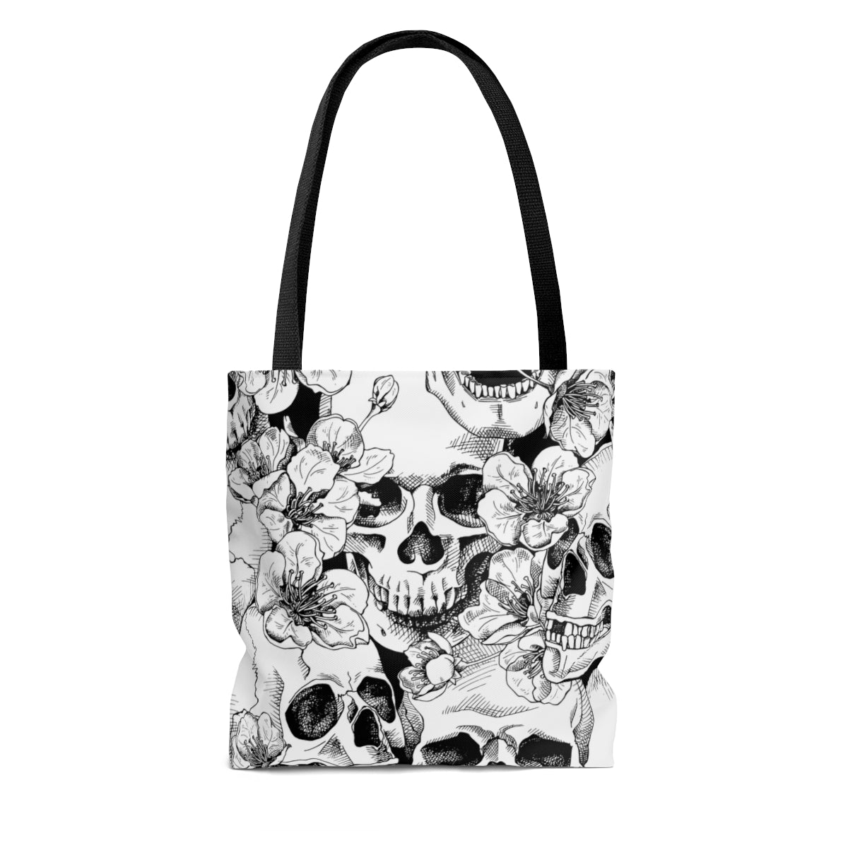 Skulls and Flowers Tote Bag - Puffin Lime
