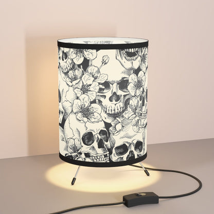 Skulls and Flowers Tripod Lamp - Puffin Lime