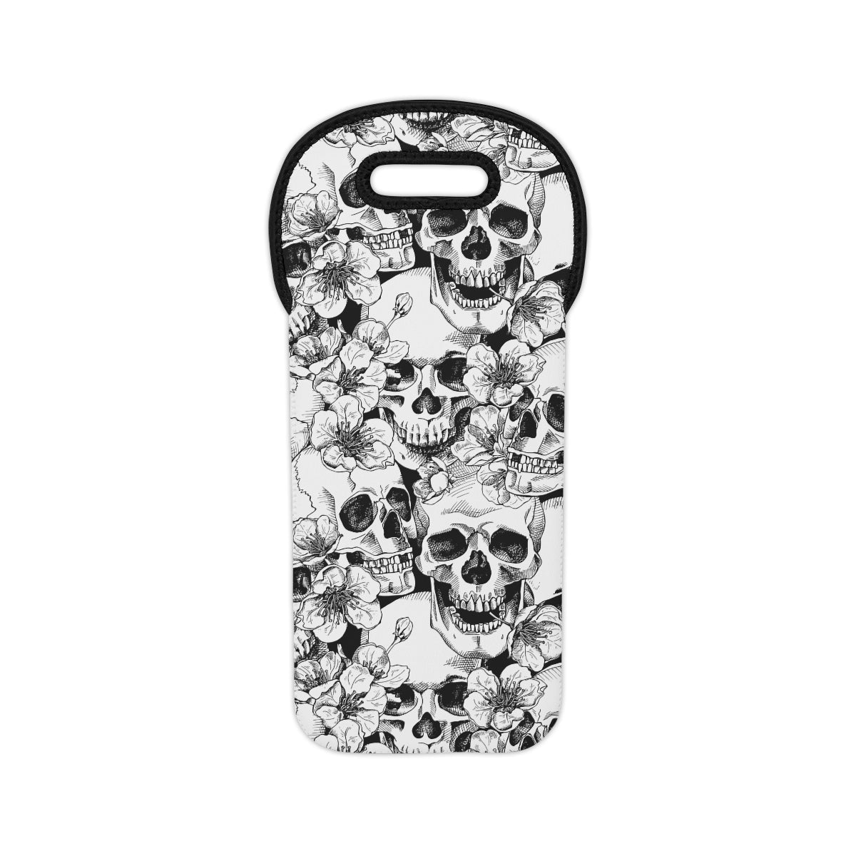 Skulls and Flowers Wine Tote Bag - Puffin Lime