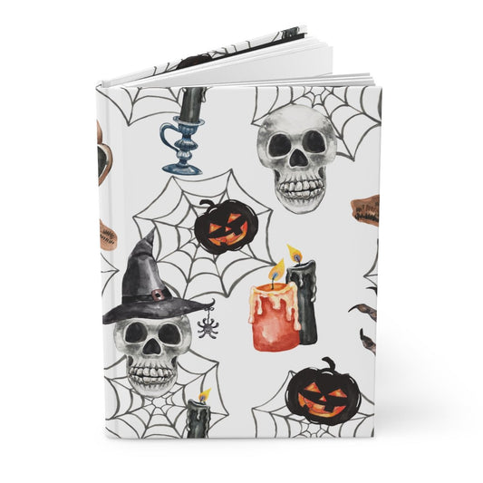 Skulls and Pumpkins Hardcover Journal Matte - Puffin Lime