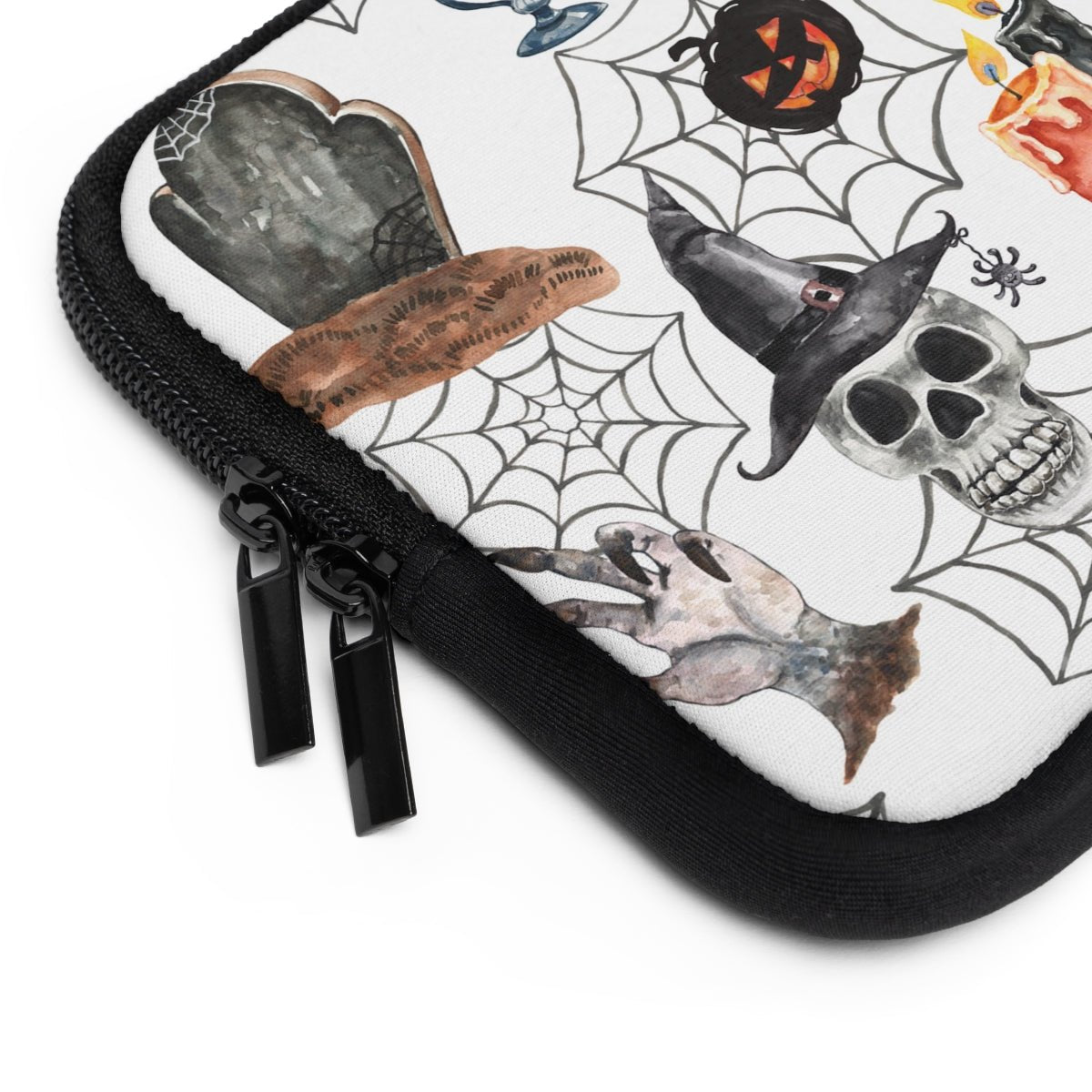 Skulls and Pumpkins Laptop Sleeve - Puffin Lime