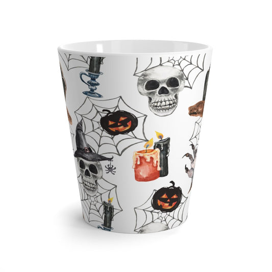 Skulls and Pumpkins Latte Mug - Puffin Lime