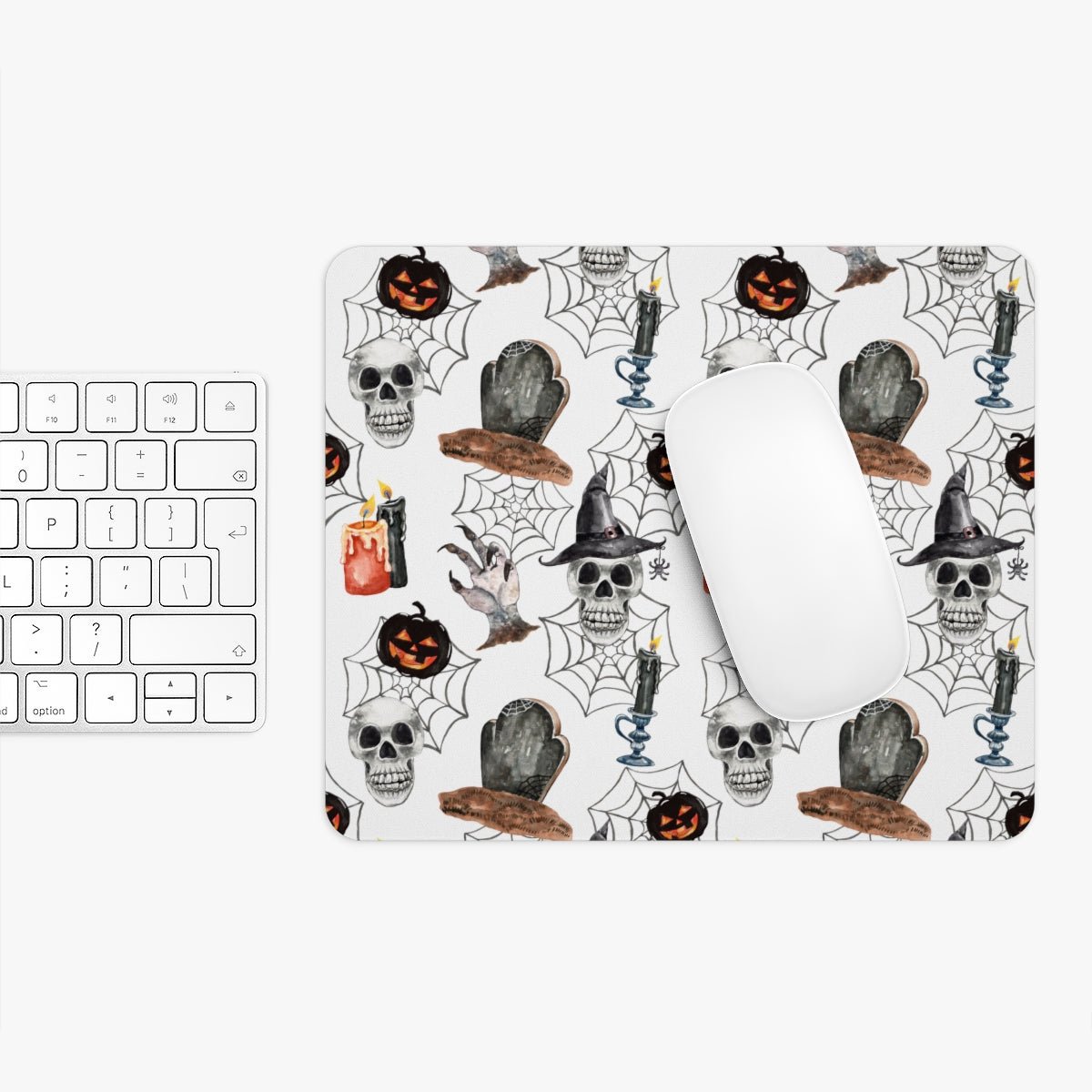 Skulls and Pumpkins Mouse Pad - Puffin Lime