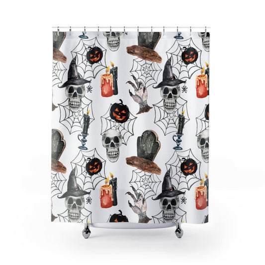 Skulls and Pumpkins Shower Curtains - Puffin Lime
