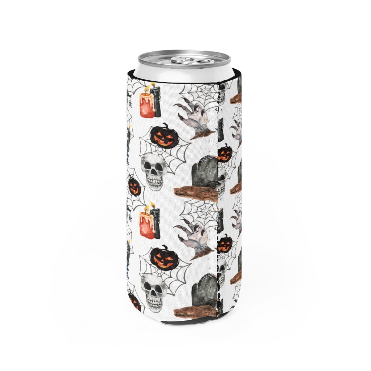 Skulls and Pumpkins Slim Can Cooler - Puffin Lime