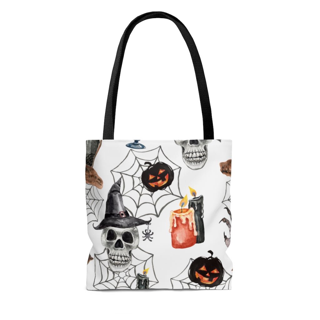 Skulls and Pumpkins Tote Bag - Puffin Lime