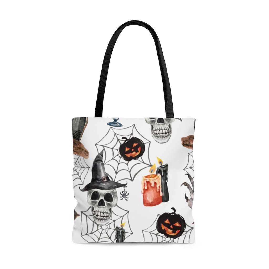 Skulls and Pumpkins Tote Bag - Puffin Lime