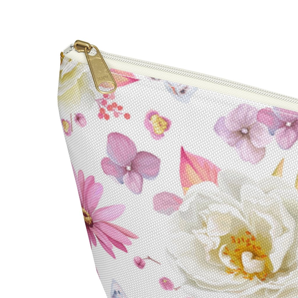 Spring Butterflies and Roses Accessory Pouch w T-bottom - Puffin Lime