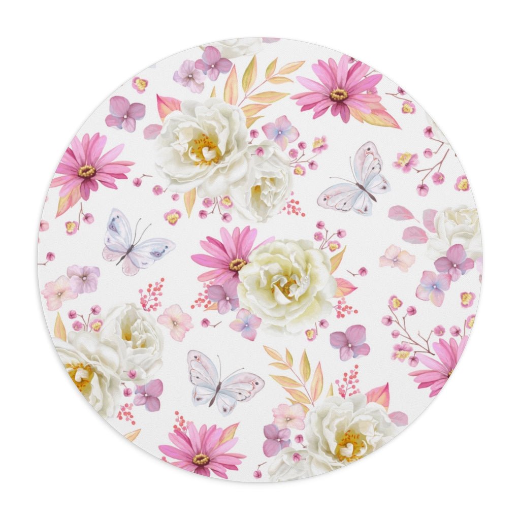Spring Butterflies and Roses Mouse Pad - Puffin Lime