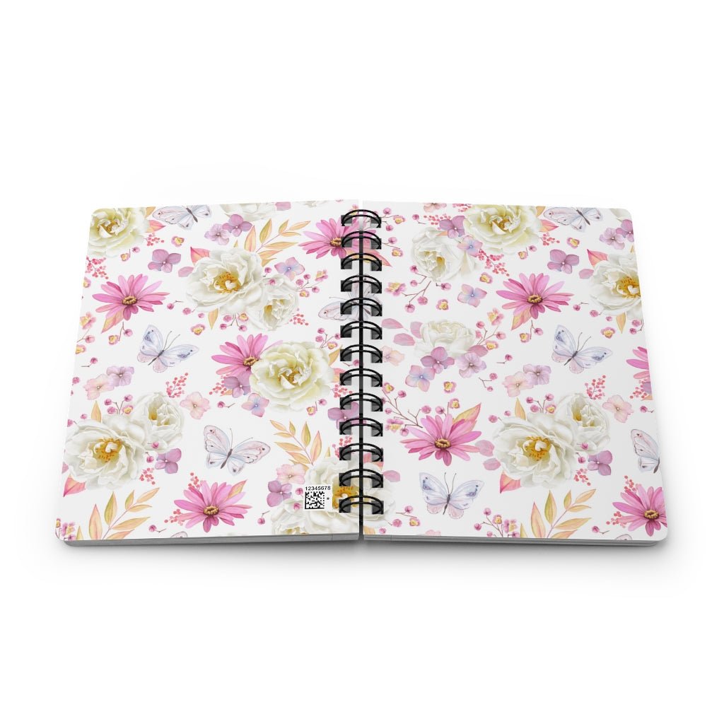 Spring Butterflies and Roses Spiral Bound Journal - Puffin Lime