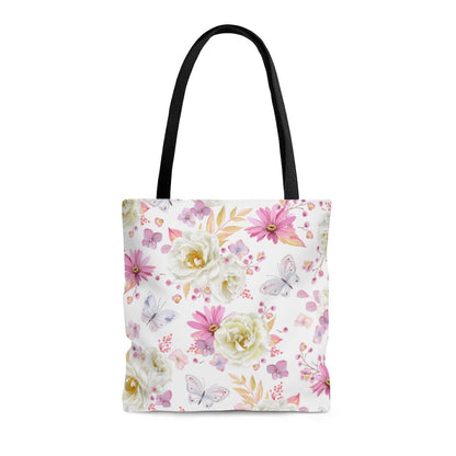 Spring Butterflies and Roses Tote Bag - Puffin Lime