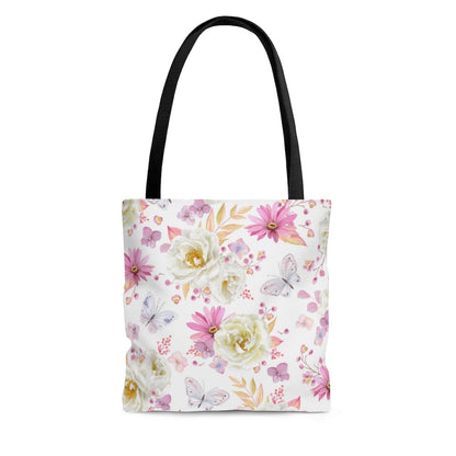 Spring Butterflies and Roses Tote Bag - Puffin Lime