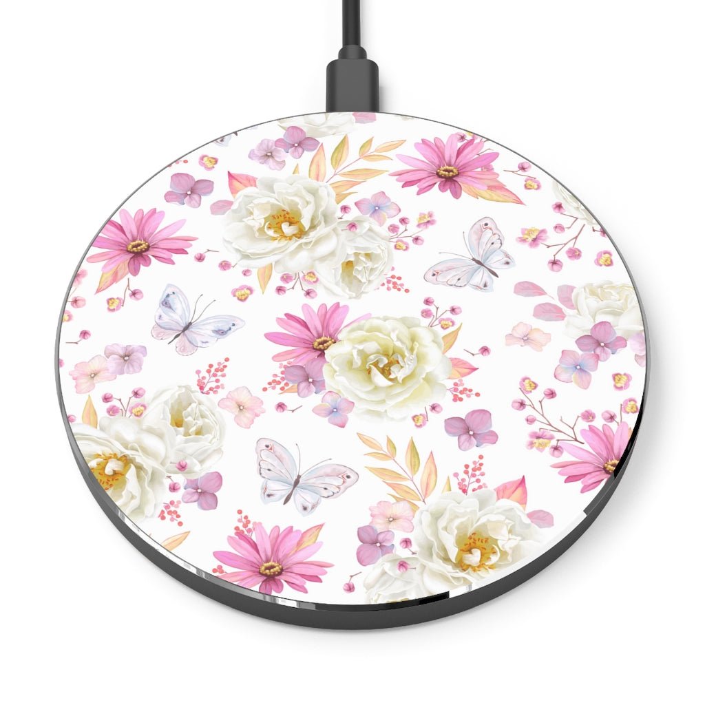 Spring Butterflies and Roses Wireless Charger - Puffin Lime