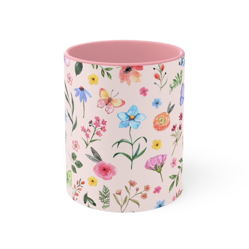 Spring Daisies and Butterflies Coffee Mug - Puffin Lime