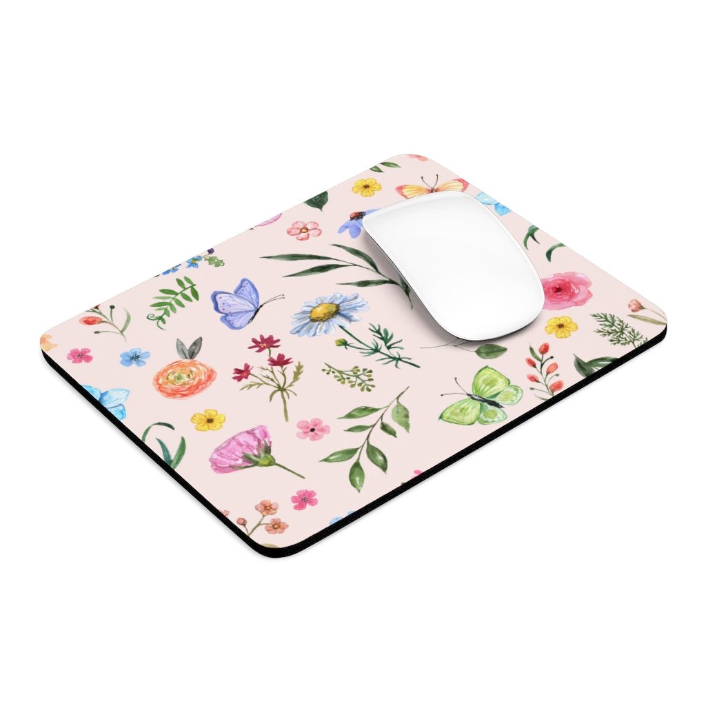 Spring Daisies and Butterflies Mouse Pad - Puffin Lime