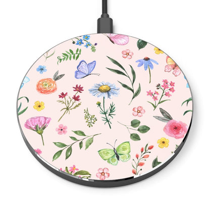 Spring Daisies and Butterflies Wireless Charger - Puffin Lime