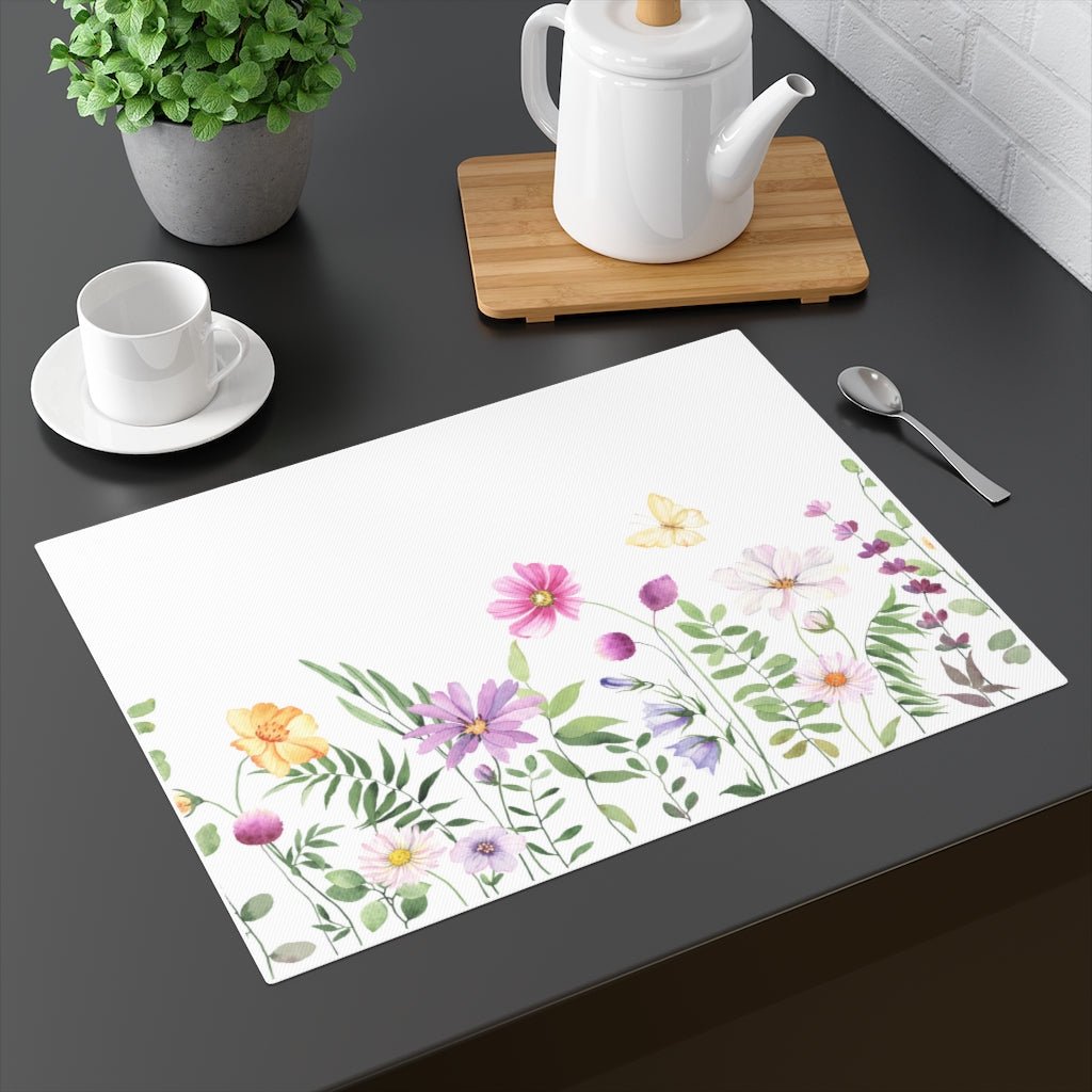 Spring Flower Garden Placemat - Puffin Lime