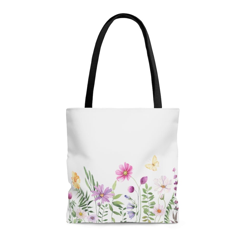 Spring Flower Garden Tote Bag - Puffin Lime