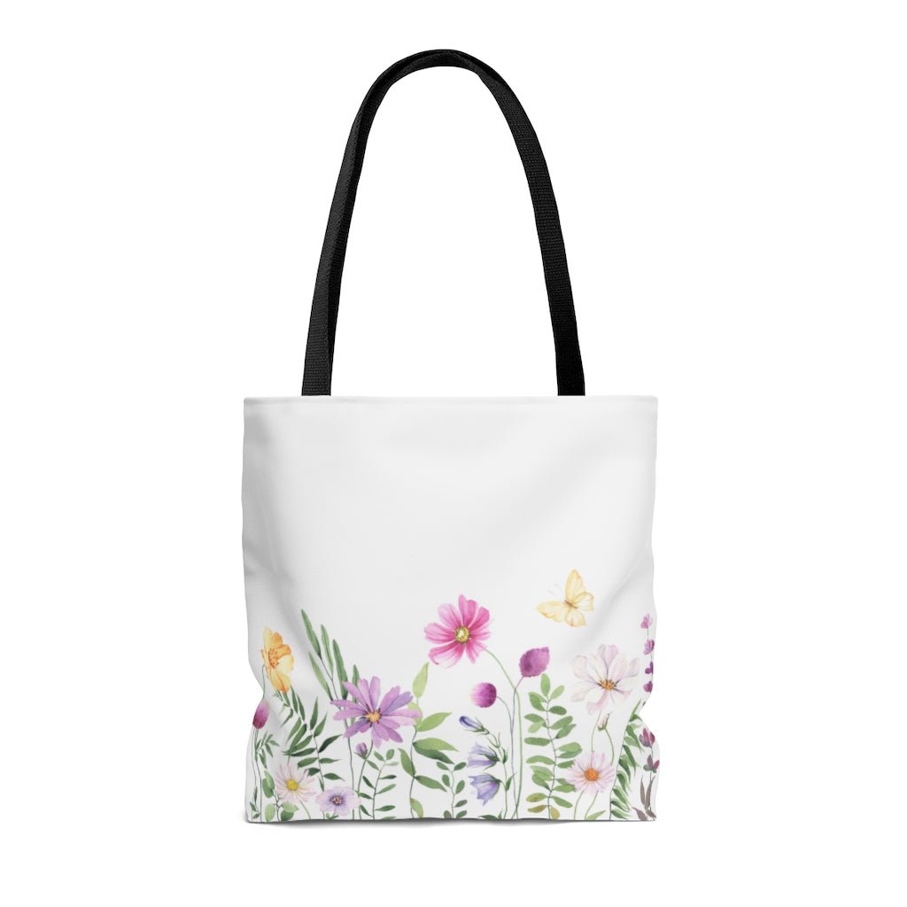 Spring Flower Garden Tote Bag - Puffin Lime