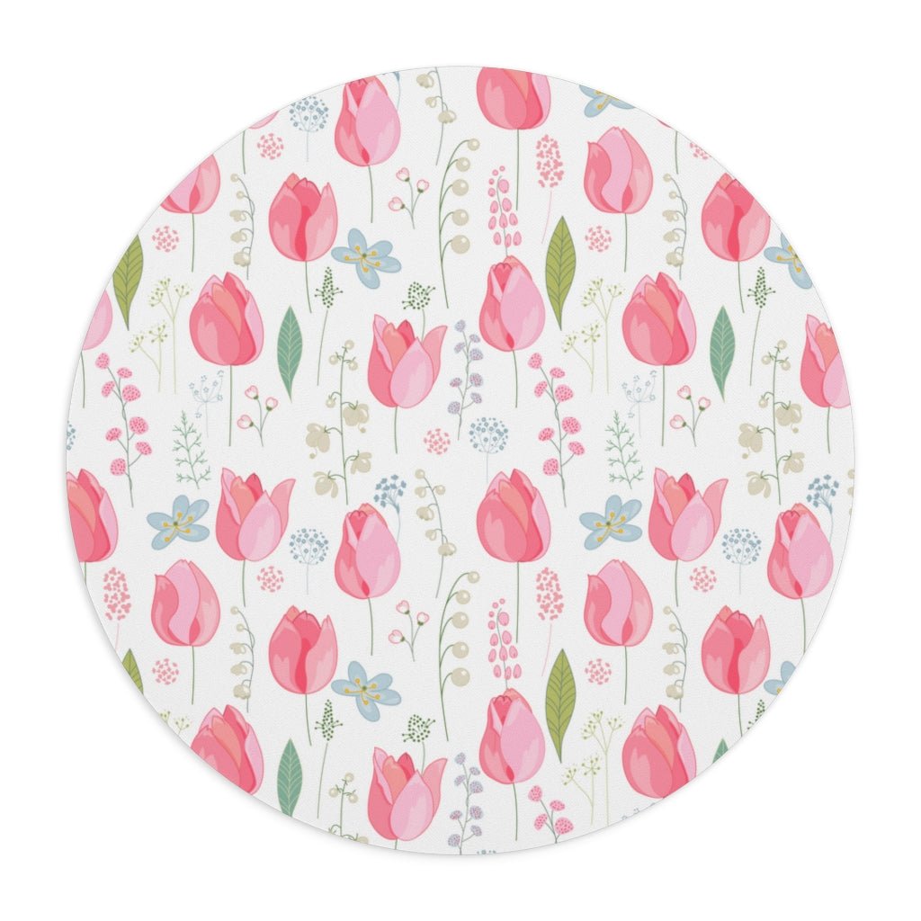Spring Pink Tulips Mouse Pad - Puffin Lime