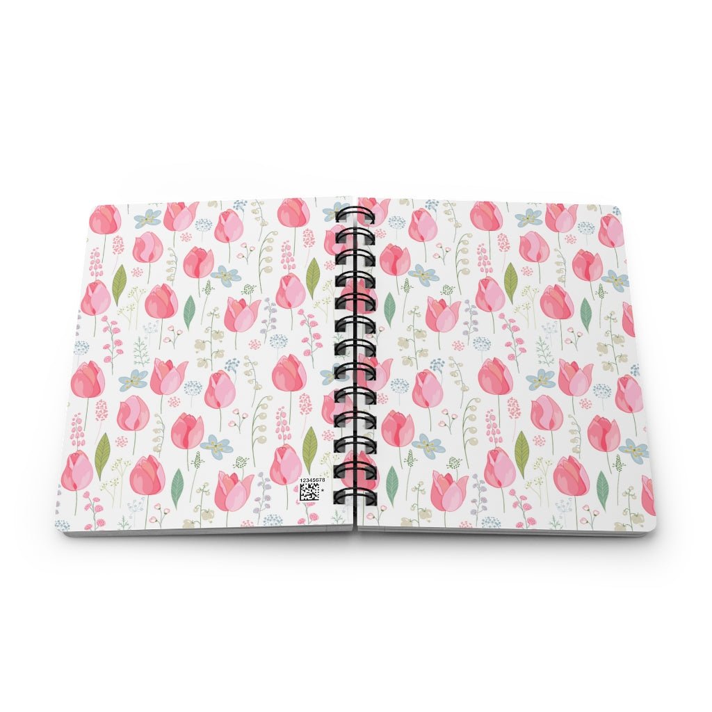 Spring Pink Tulips Spiral Bound Journal - Puffin Lime