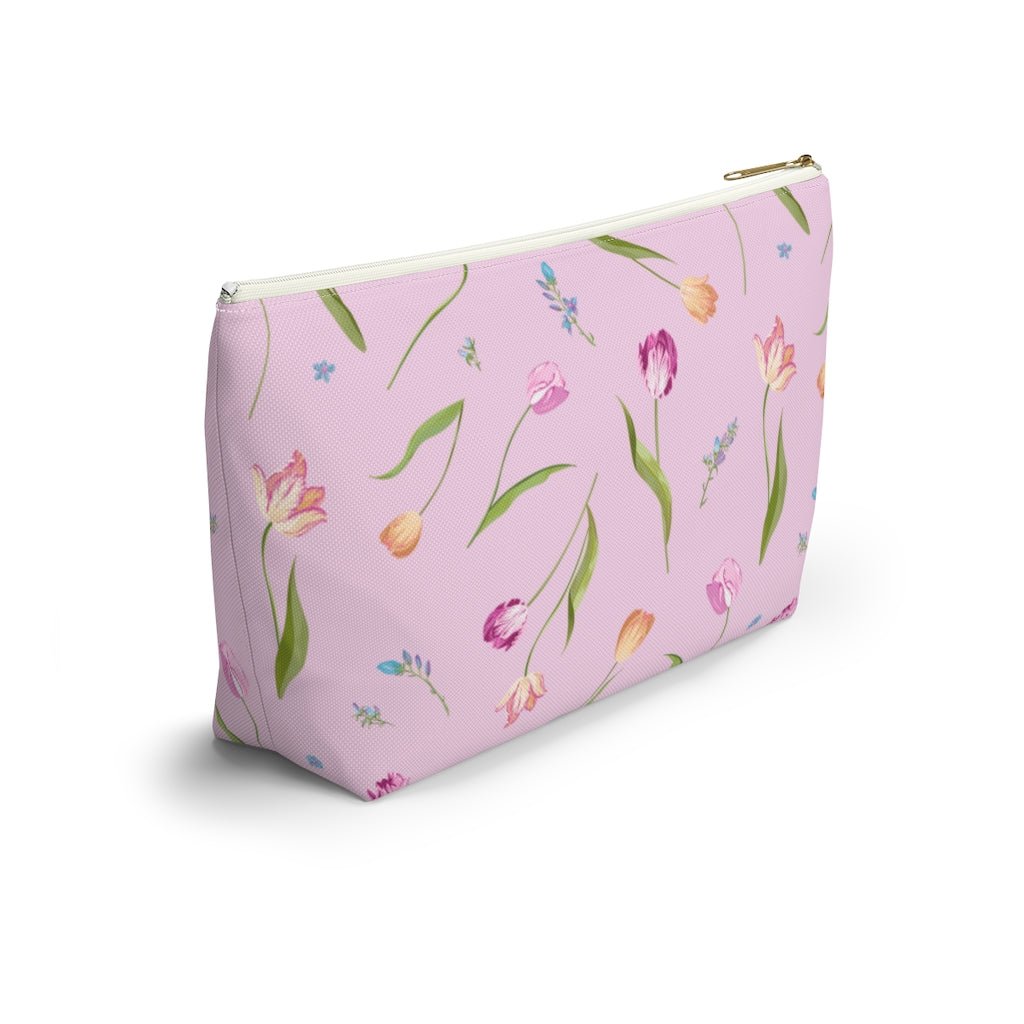 Spring Tulips Accessory Pouch w T-bottom - Puffin Lime