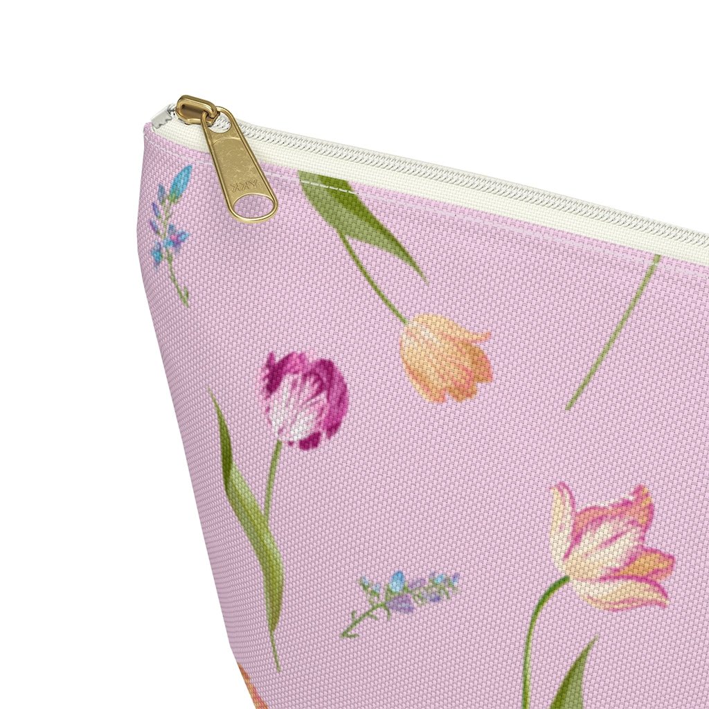 Spring Tulips Accessory Pouch w T-bottom - Puffin Lime