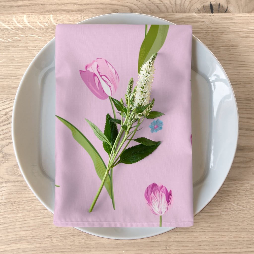 Spring Tulips Napkins Set of Four - Puffin Lime