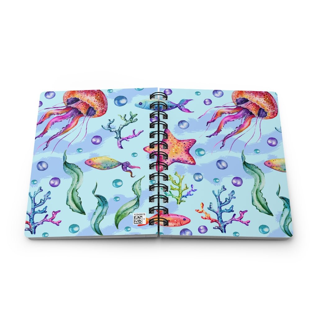 Starfish and Bubbles Spiral Bound Journal - Puffin Lime