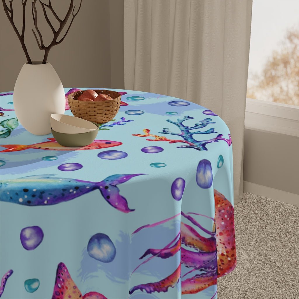 Starfish and Bubbles Tablecloth - Puffin Lime