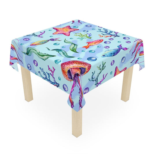 Starfish and Bubbles Tablecloth - Puffin Lime