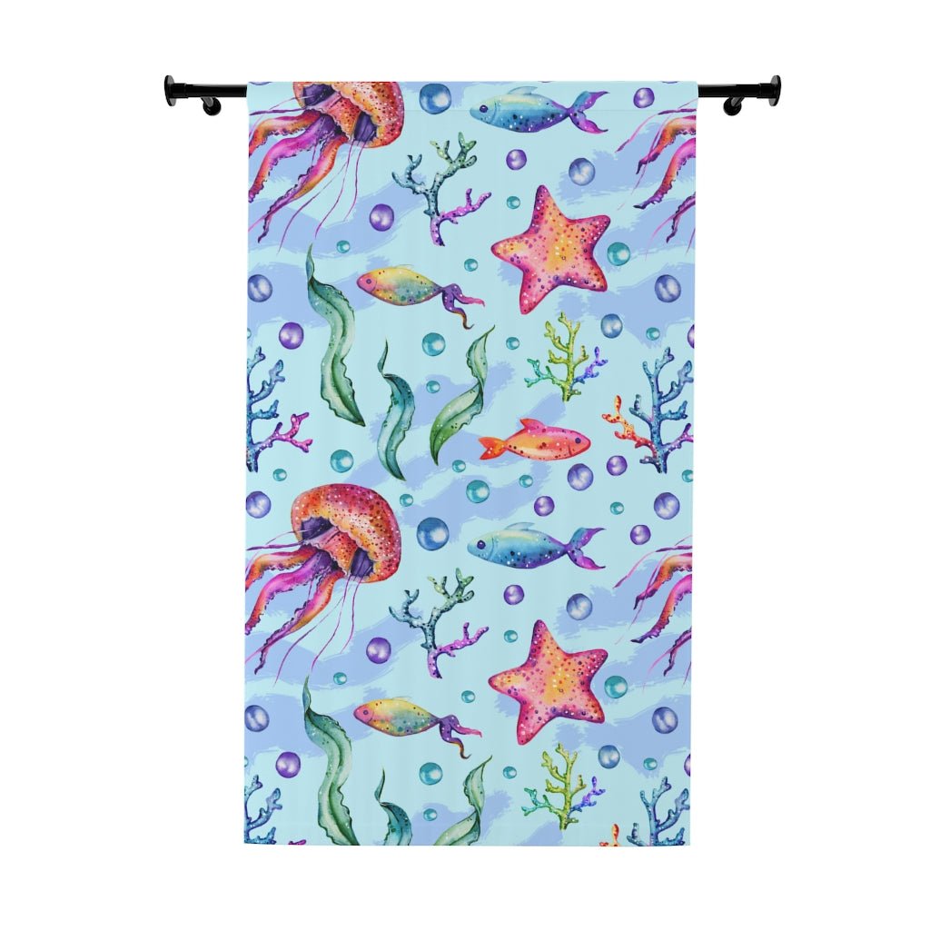 Starfish and Bubbles Window Curtains (1 Piece) - Puffin Lime