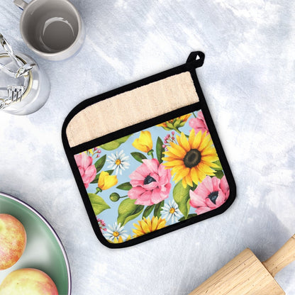 Sunflowers Pot Holder with Pocket - Puffin Lime