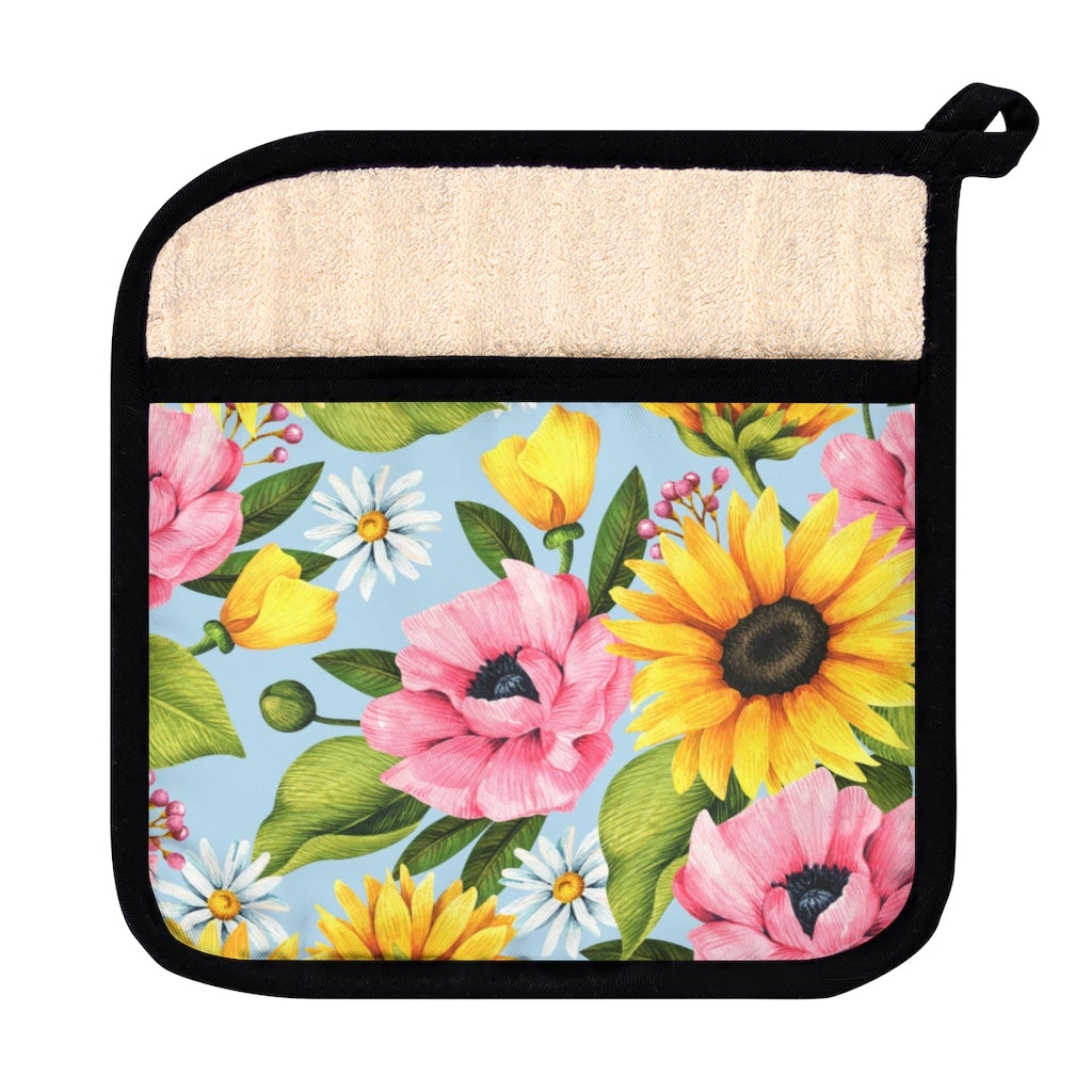 Sunflowers Pot Holder with Pocket - Puffin Lime