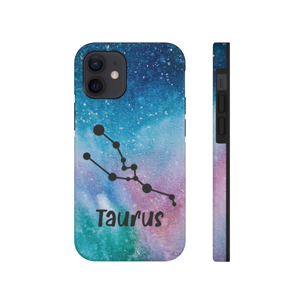 Taurus Zodiac Blue Green Pink Galaxy Phone Case - Puffin Lime