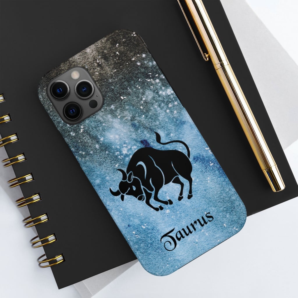Taurus Zodiac Sign Blue and Black Phone Case - Puffin Lime