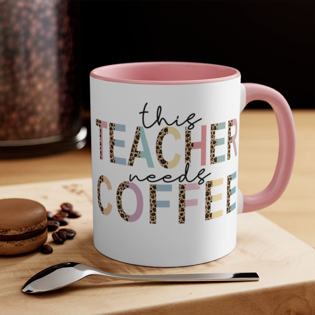 This Teacher Needs Coffee Accent Mug - Puffin Lime