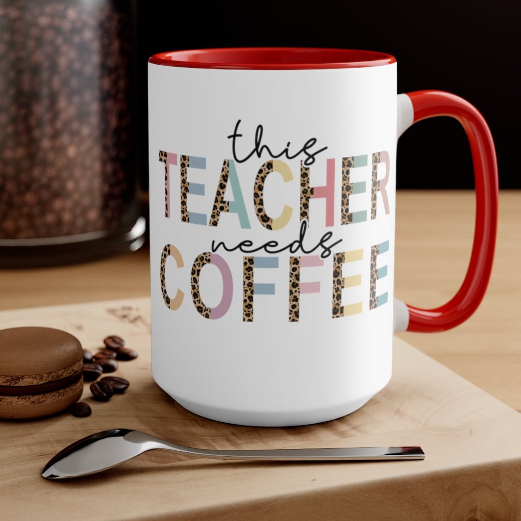 This Teacher Needs Coffee Accent Mug - Puffin Lime