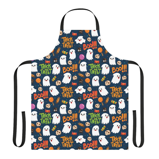Trick or Treat Ghosts Apron - Puffin Lime