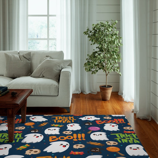 Trick or Treat Ghosts Dornier Rug - Puffin Lime