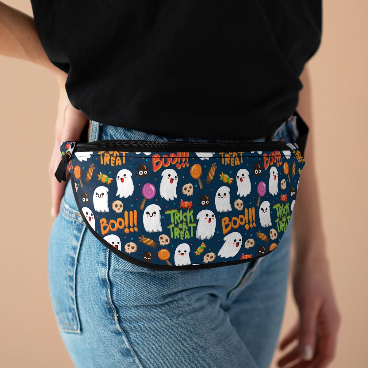 Trick or Treat Ghosts Fanny Pack - Puffin Lime