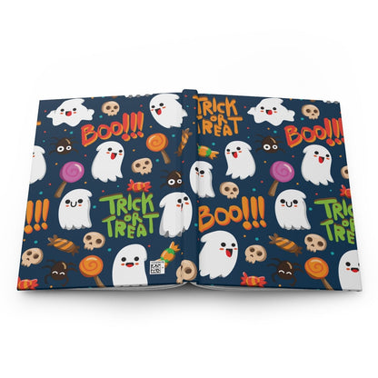 Trick or Treat Ghosts Hardcover Journal Matte - Puffin Lime