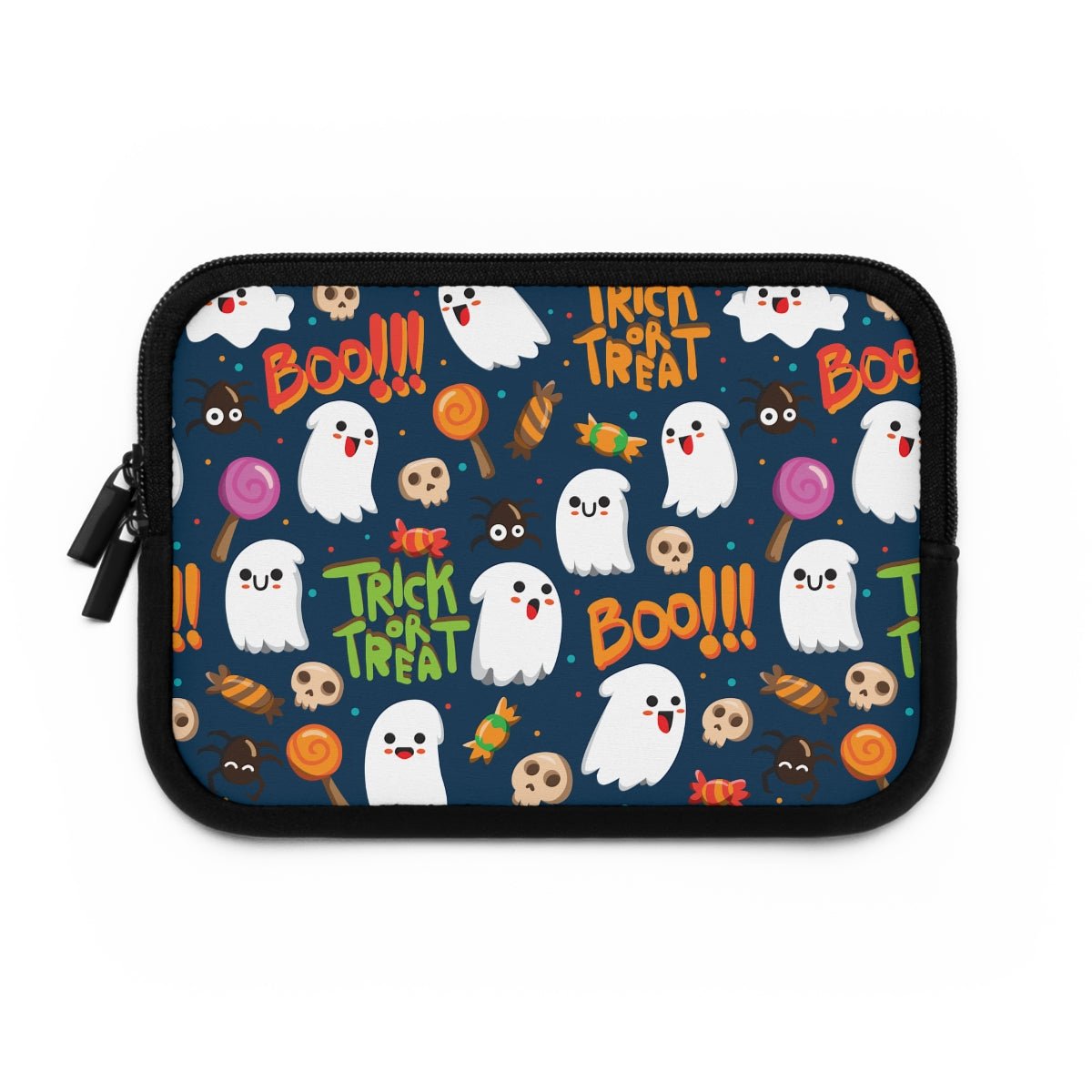 Trick or Treat Ghosts Laptop Sleeve - Puffin Lime