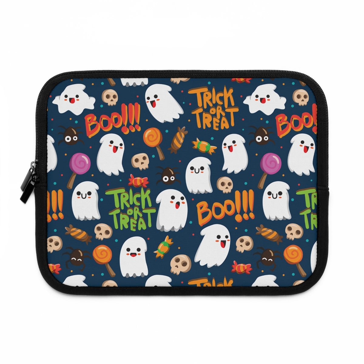 Trick or Treat Ghosts Laptop Sleeve - Puffin Lime